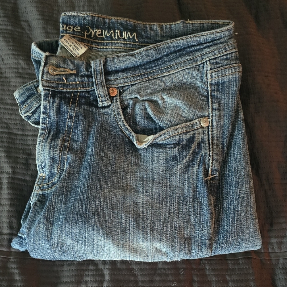 Refuge Premium Distressed Stretch Blue Denim Jeans Boot Cut